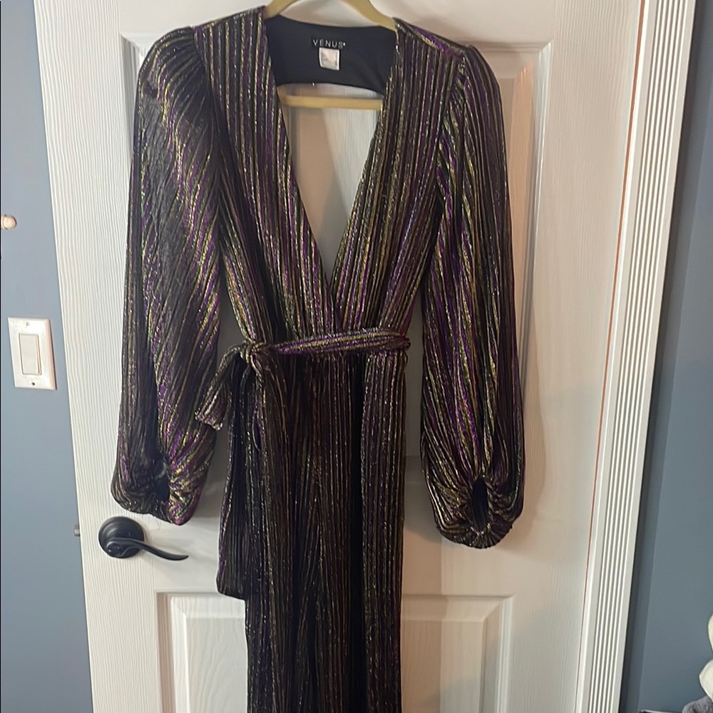 Venus Metallic Striped Jumpsuit